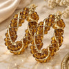 Oro Laminado Small Hoop, Gold Filled Style Twist Design, with Coffee Crystal, Polished, Golden Finish, 5.141.005.30