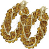 Oro Laminado Small Hoop, Gold Filled Style Twist Design, with Coffee Crystal, Polished, Golden Finish, 5.141.005.30