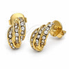 Oro Laminado Stud Earring, Gold Filled Style with White Crystal, Polished, Golden Finish, 5.127.006 *PROMO*