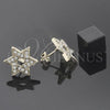Oro Laminado Stud Earring, Gold Filled Style Star and Star of David Design, with White Crystal, Polished, Golden Finish, 5.127.005 *PROMO*