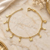 Oro Laminado Charm Bracelet, Gold Filled Style Flower and Moon Design, Polished, Golden Finish, 03.09.0003.07 (7 Inches Length)