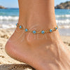 Oro Laminado Fancy Anklet, Gold Filled Style Evil Eye Design, Acqua Resin Finish, Golden Finish, 5.039.005.10 (07 MM Thickness, 10 Inches Length)