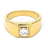 Oro Laminado Mens Ring, Gold Filled Style Solitaire Design, with White Cubic Zirconia, Polished, Golden Finish, 5.175.024.06 (Size 6)