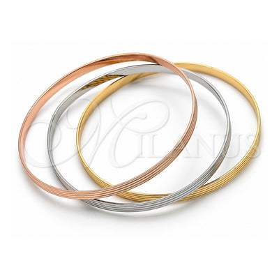 Oro Laminado Trio Bangle, Gold Filled Style Diamond Cutting Finish, Tricolor, 5.233.004 (04 MM Thickness, Size 6 (2.75 Diameter))