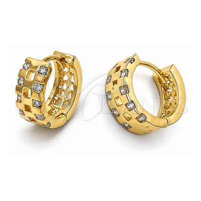 Oro Laminado Huggie Hoop, Gold Filled Style with White Cubic Zirconia, Polished, Golden Finish, 5.132.013