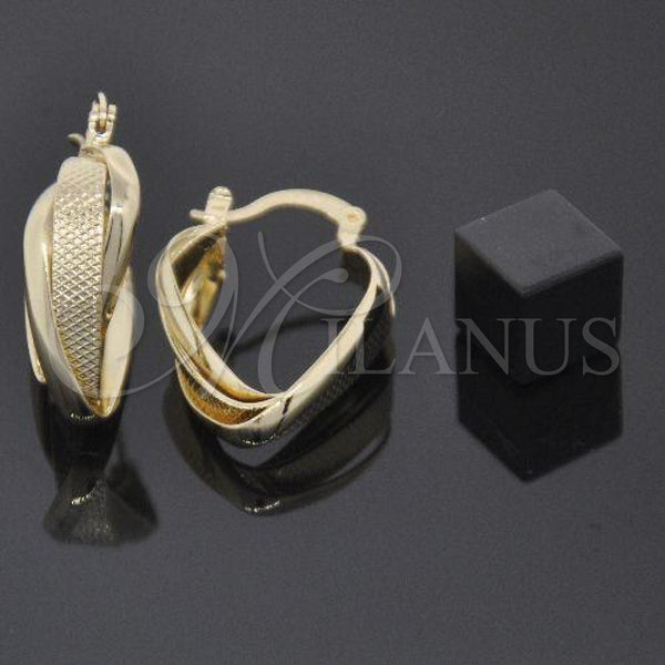 Oro Laminado Small Hoop, Gold Filled Style Twist Design, Polished, Golden Finish, 5.142.015