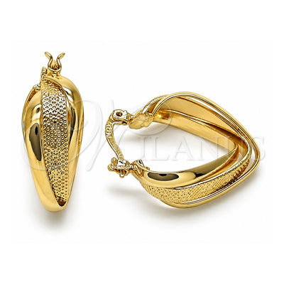 Oro Laminado Small Hoop, Gold Filled Style Twist Design, Polished, Golden Finish, 5.142.015