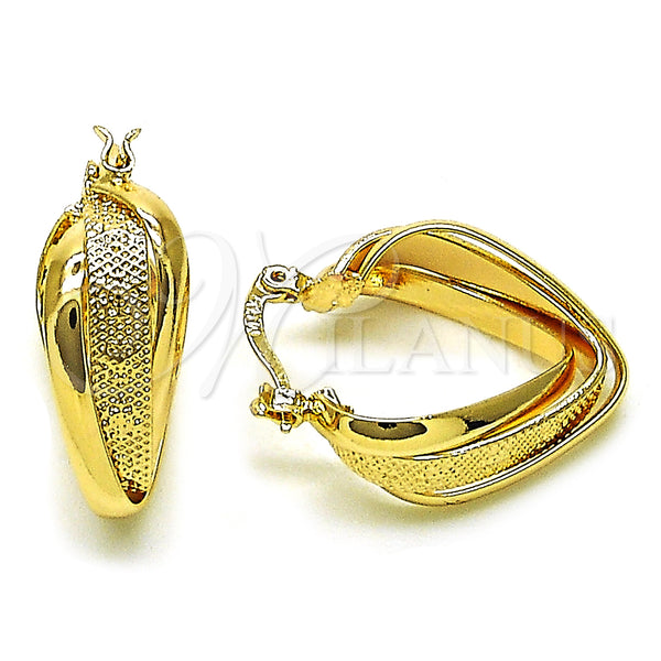 Oro Laminado Small Hoop, Gold Filled Style Twist Design, Polished, Golden Finish, 5.142.015