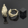 Oro Laminado Small Hoop, Gold Filled Style Twist and Flower Design, Diamond Cutting Finish, Golden Finish, 5.156.022