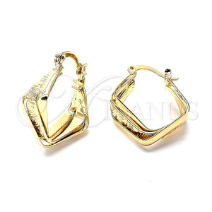 Oro Laminado Small Hoop, Gold Filled Style Twist and Spiral Design, Matte Finish, Golden Finish, 5.155.009