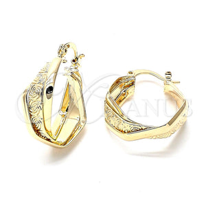Oro Laminado Small Hoop, Gold Filled Style Twist Design, Diamond Cutting Finish, Golden Finish, 5.155.017