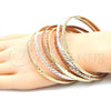 Gold Plated Semanario Bangle, Diamond Cutting Finish, Tricolor, 03.49.0004.05 (04 MM Thickness, Size 5 (2.50 Diameter))