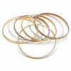 Gold Plated Semanario Bangle, Diamond Cutting Finish, Tricolor, 03.49.0004.05 (04 MM Thickness, Size 5 (2.50 Diameter))