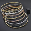 Gold Plated Semanario Bangle, Diamond Cutting Finish, Tricolor, 03.49.0004.06 (04 MM Thickness, Size 6 (2.75 Diameter))