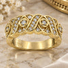 Oro Laminado Multi Stone Ring, Gold Filled Style Hugs and Kisses Design, with White Cubic Zirconia, Polished, Golden Finish, 5.166.010.06 (Size 6)