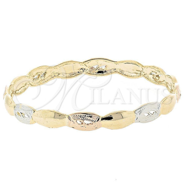Oro Laminado Individual Bangle, Gold Filled Style Diamond Cutting Finish, Tricolor, 5.231.006 (07 MM Thickness, Size 5 (2.50 Diameter))
