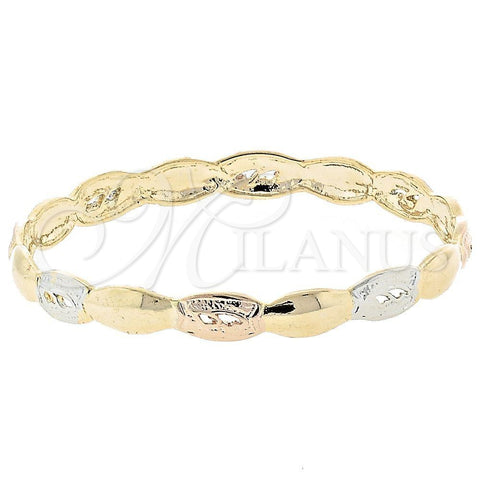 Oro Laminado Individual Bangle, Gold Filled Style Diamond Cutting Finish, Tricolor, 5.231.006 (07 MM Thickness, Size 5 (2.50 Diameter))