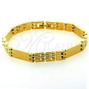 Oro Laminado Solid Bracelet, Gold Filled Style Polished, Golden Finish, 5.018.005 (06 MM Thickness, 8 Inches Length)
