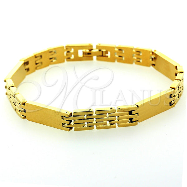 Oro Laminado Solid Bracelet, Gold Filled Style Polished, Golden Finish, 5.018.005 (06 MM Thickness, 8 Inches Length)