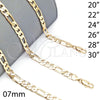 Oro Laminado Basic Necklace, Gold Filled Style Figaro Design, Polished, Golden Finish, 5.222.012.20 (180 Gauge, Thickness, 20 Inches Length)