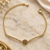 Oro Laminado Fancy Bracelet, Gold Filled Style Flower Design, with White Cubic Zirconia, Polished, Golden Finish, 03.171.0006 (03 MM Thickness, 7 Inches Length)