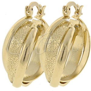 Oro Laminado Small Hoop, Gold Filled Style Twist Design, Matte Finish, Golden Finish, 5.159.001.1