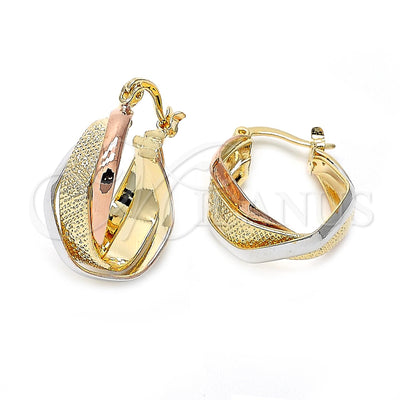 Oro Laminado Small Hoop, Gold Filled Style Diamond Cutting Finish, Tricolor, 5.155.030 for wholesale, main product view