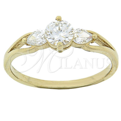 Oro Laminado Multi Stone Ring, Gold Filled Style with White Cubic Zirconia, Polished, Golden Finish for wholesale, main product view