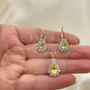 Oro Laminado Earring and Pendant Adult Set, Gold Filled Style with White Cubic Zirconia, Polished, Golden Finish, 5.056.014