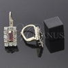 Oro Laminado Leverback Earring, Gold Filled Style with White and Garnet Cubic Zirconia, Polished, Golden Finish, 5.125.023