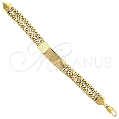 Oro Laminado ID Bracelet, Gold Filled Style Curb Design, Polished, Golden Finish, 5.227.002 (160 Gauge, 9 for wholesale, main product view