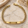Oro Laminado ID Bracelet, Gold Filled Style Curb Design, Polished, Golden Finish, 5.227.011 (0.35 Gauge, 8 Inches Length)