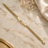 Oro Laminado ID Bracelet, Gold Filled Style Curb Design, Polished, Golden Finish, 5.227.012 (0.35 Gauge, 01 MM Thickness, 8 Inches Length)