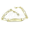 Oro Laminado ID Bracelet, Gold Filled Style Figaro Design, Polished, Golden Finish, 5.226.008.08 (160 Gauge, 06 MM Thickness, 8 Inches Length)