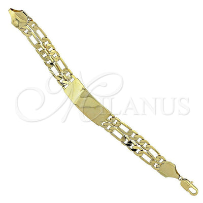 Oro Laminado ID Bracelet, Gold Filled Style Figaro Design, Polished, Golden Finish, 5.226.002 (160 Gauge, 9 for wholesale, main product view