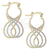 Oro Laminado Medium Hoop, Gold Filled Style Twist Design, Diamond Cutting Finish, Tricolor, 5.158.021