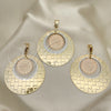 Oro Laminado Earring and Pendant Adult Set, Gold Filled Style Polished, Tricolor, 5.047.001