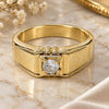 Oro Laminado Mens Ring, Gold Filled Style Solitaire Design, with White Cubic Zirconia, Polished, Golden Finish, 01.63.0518.06 (Size 6)