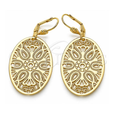 Oro Laminado Dangle Earring, Gold Filled Style Polished, Golden Finish, 5.092.012
