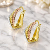 Oro Laminado Medium Hoop, Gold Filled Style Diamond Cutting Finish, Tricolor, 5.154.013