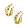Oro Laminado Medium Hoop, Gold Filled Style Diamond Cutting Finish, Tricolor, 5.154.013