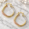 Oro Laminado Medium Hoop, Gold Filled Style Diamond Cutting Finish, Tricolor, 5.142.031