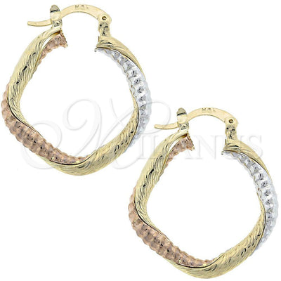 Oro Laminado Medium Hoop, Gold Filled Style Diamond Cutting Finish, Tricolor, 5.142.031 for wholesale, main product view
