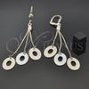 Oro Laminado Long Earring, Gold Filled Style Matte Finish, Tricolor, 5.090.002