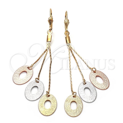 Oro Laminado Long Earring, Gold Filled Style Matte Finish, Tricolor, 5.090.002 for wholesale, main product view