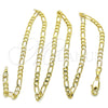 Oro Laminado Basic Necklace, Gold Filled Style Figaro Design, Polished, Golden Finish, 5.222.017.16 (0.80 Gauge, 03 MM Thickness, 16 Inches Length)
