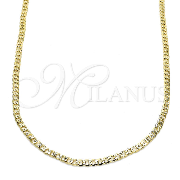 Oro Laminado Basic Necklace, Gold Filled Style Curb Design, Polished, Golden Finish, 5.222.008.18 (0.60 Gauge, 02 MM Thickness, 18 Inches Length)