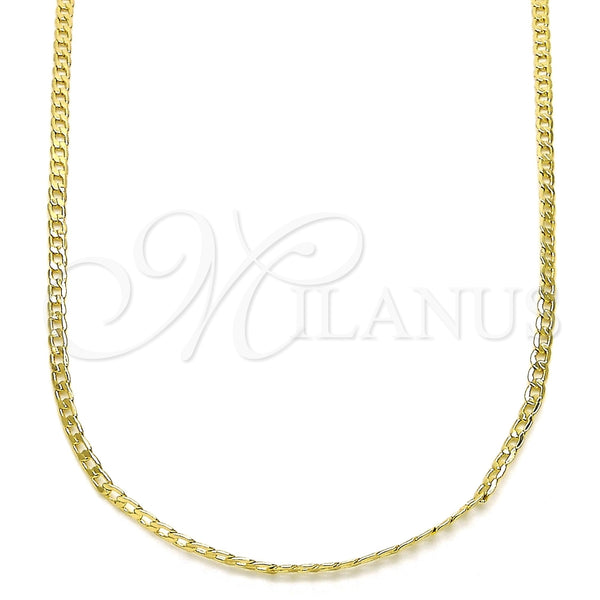 Oro Laminado Basic Necklace, Gold Filled Style Curb Design, Polished, Golden Finish, 5.222.008.20 (0.60 Gauge, 02 MM Thickness, 20 Inches Length)