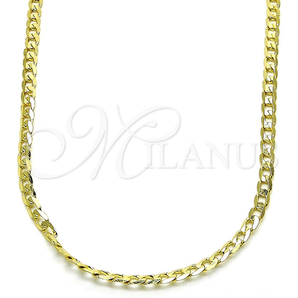Oro Laminado Basic Necklace, Gold Filled Style Curb Design, Polished, Golden Finish, 5.222.007.16 (0.80 Gauge, Thickness, 16 Inches Length)