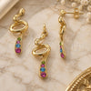 Oro Laminado Earring and Pendant Adult Set, Gold Filled Style with White Crystal, Polished, Golden Finish, 5.052.015